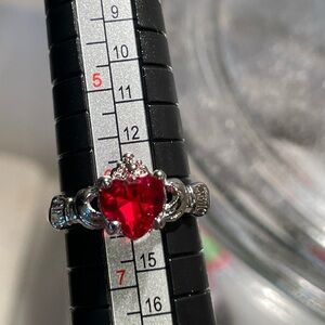 Irish Love Claddagh Ring Red Heart -Fashion Jewelry